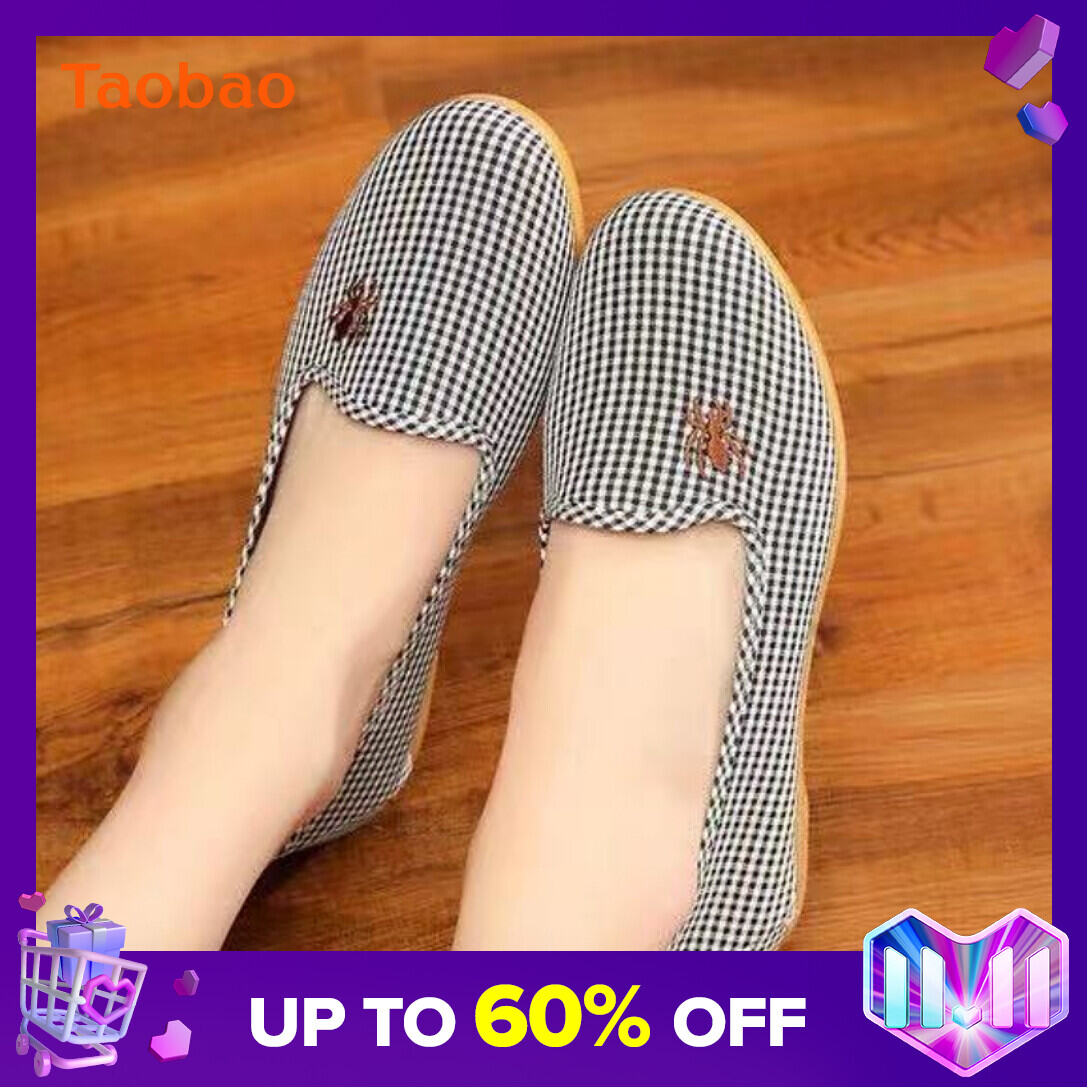 22 Spring and Autumn New Women's Shoes Old Beijing Cloth Shoes Middle-Aged and Elderly Mom Shoes Slip-on Tendon Sole Single-Layer Shoes Non-Slip All-Match