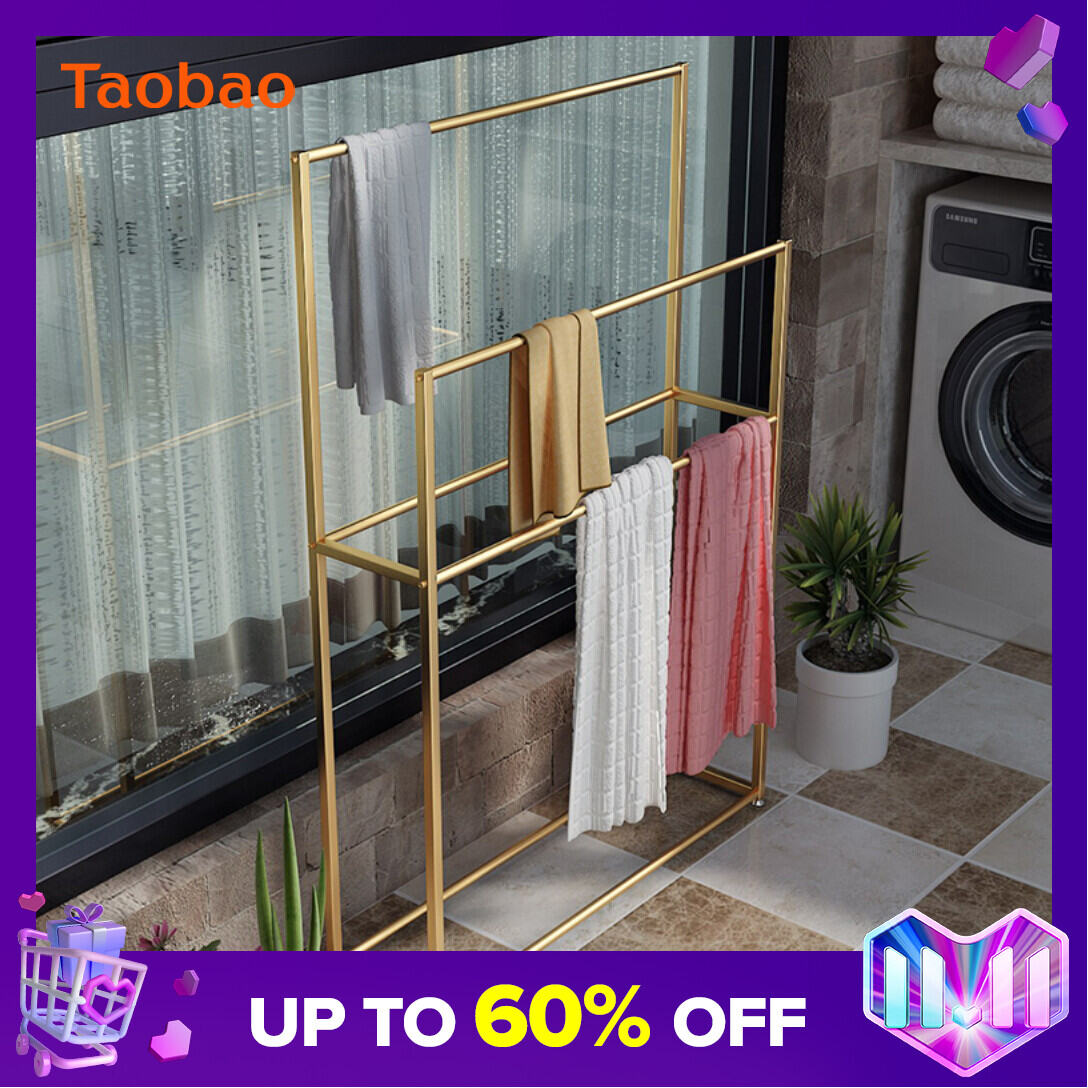Nordic Minimalist Towel Rack Towel Rack Indoor Hanger Iron Floor Storage Rack Metal Hanger Combination