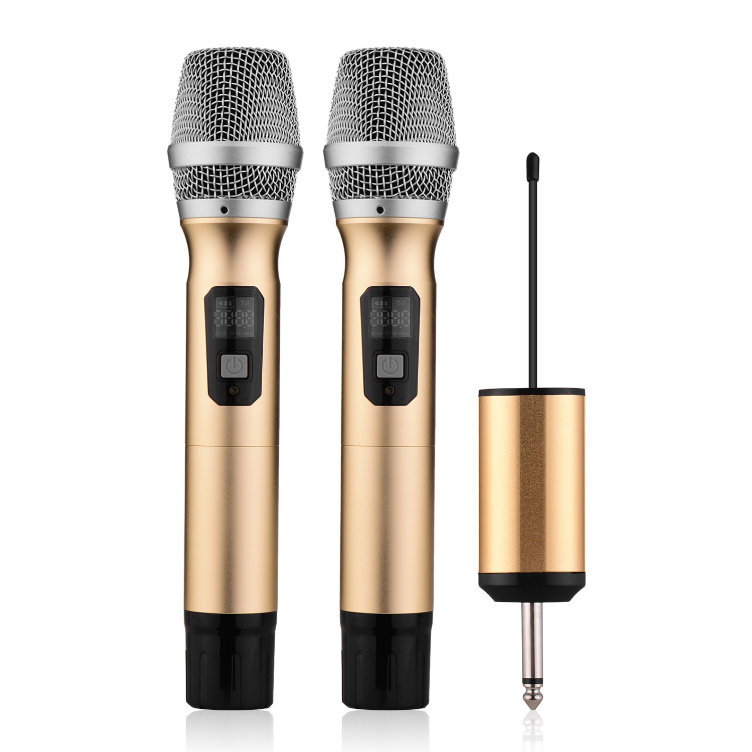 dodocool Portable UHF Wireless Microphone Mic System with 1 Receiver and 2 Handheld Microphones for Karaoke Business Meeting Speech Live Performance Tour Guiding