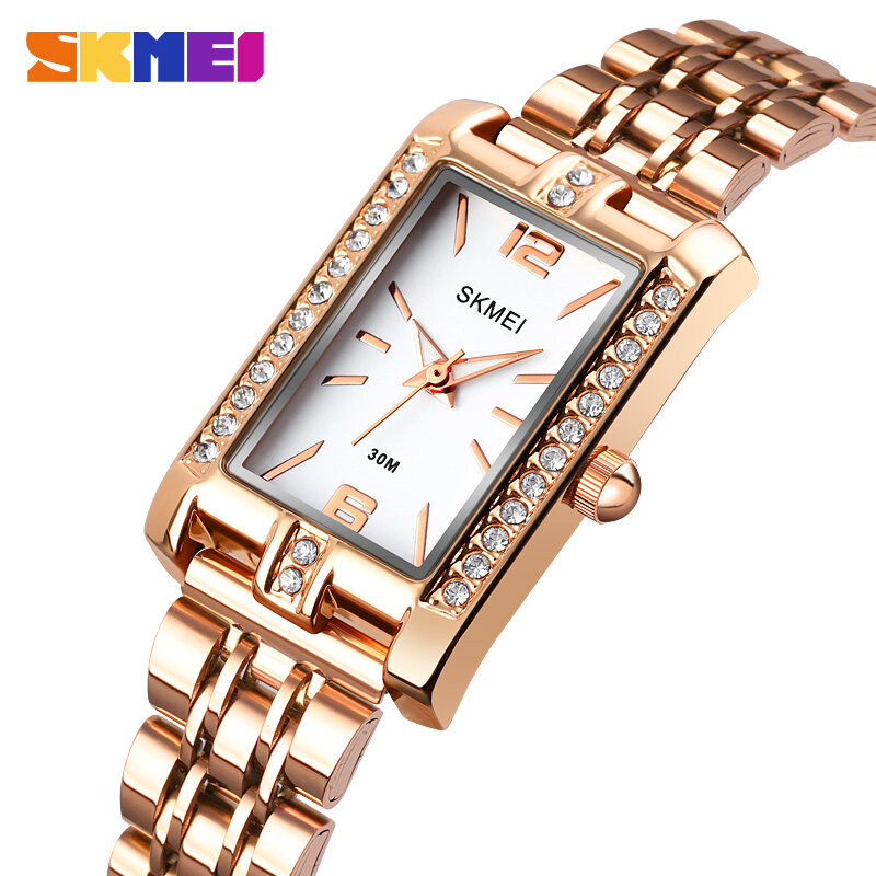 【10-Year Battery】SKMEI Women Fashion Watch Elegant Quartz Leather Stainless Steel Watch Waterproof Ladies Wrist Watch For Women 1690