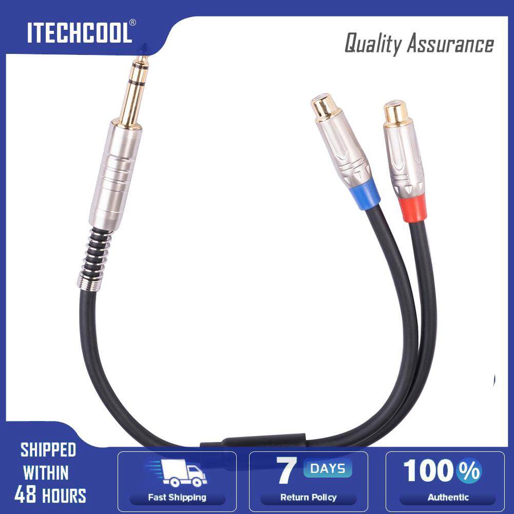 0.3m 6.35mm TRS Jack Male to Dual RCA Female Audio Cable 1 to 2 Y Connector