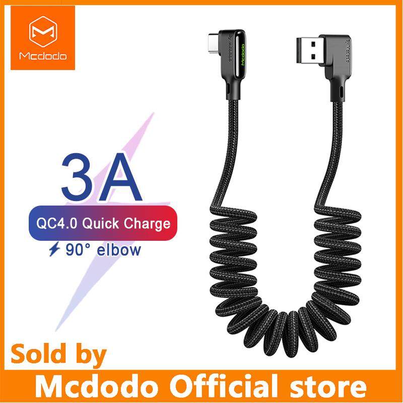 Mcdodo Retractable Car Spring Type C 3A USB Cable for Huawei Xiaomi Samsung One Plus Quick Charge 4.0 Charger Data LED Cable