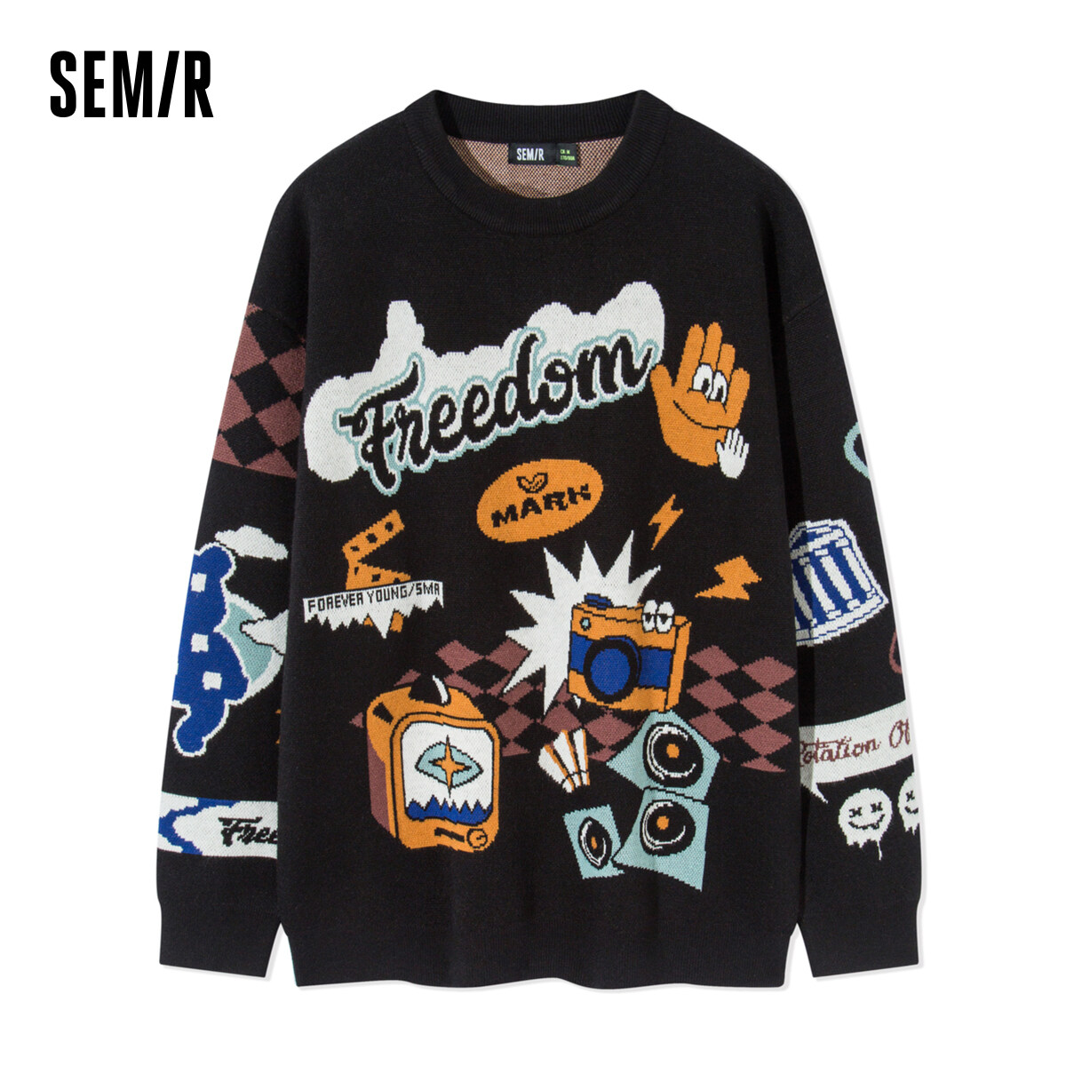 Semir Sweater Men 2022 Winter New Knitted Sweater Drop Shoulder Oversize Personality Trend Retro American Top