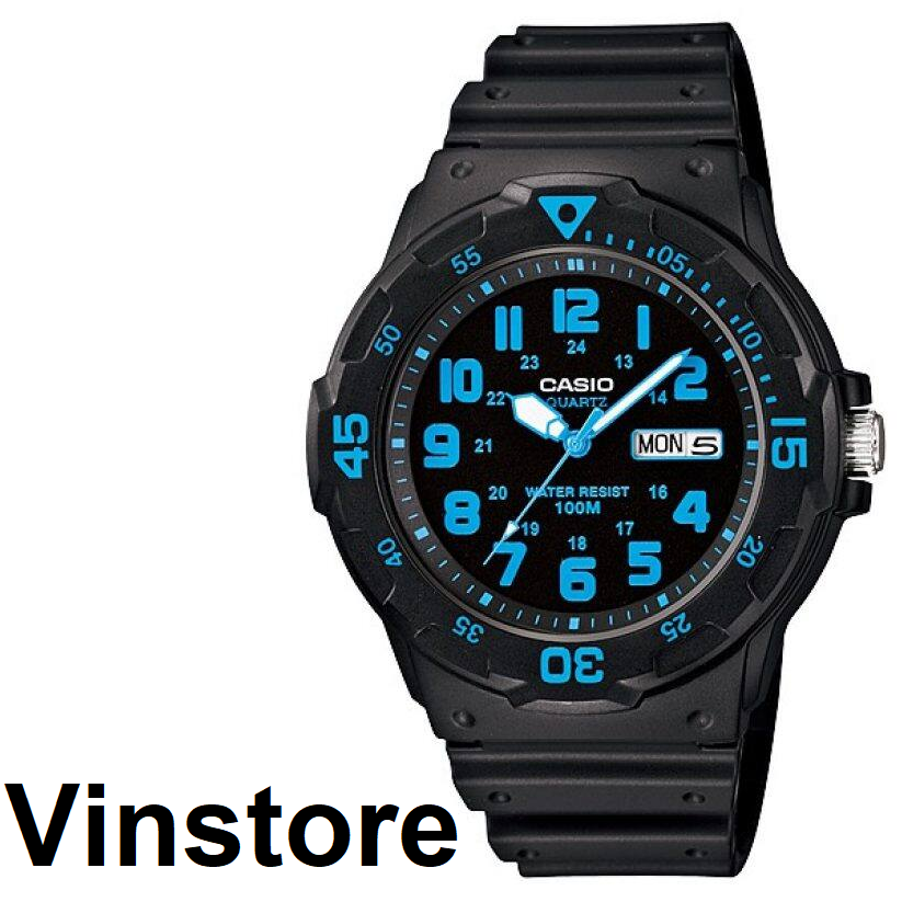 [Vinstore] Casio MRW-200H Black Resin Blue Color Analog Men Watch MRW-200H-2BVDF MRW-200H-2B MRW200H-2B