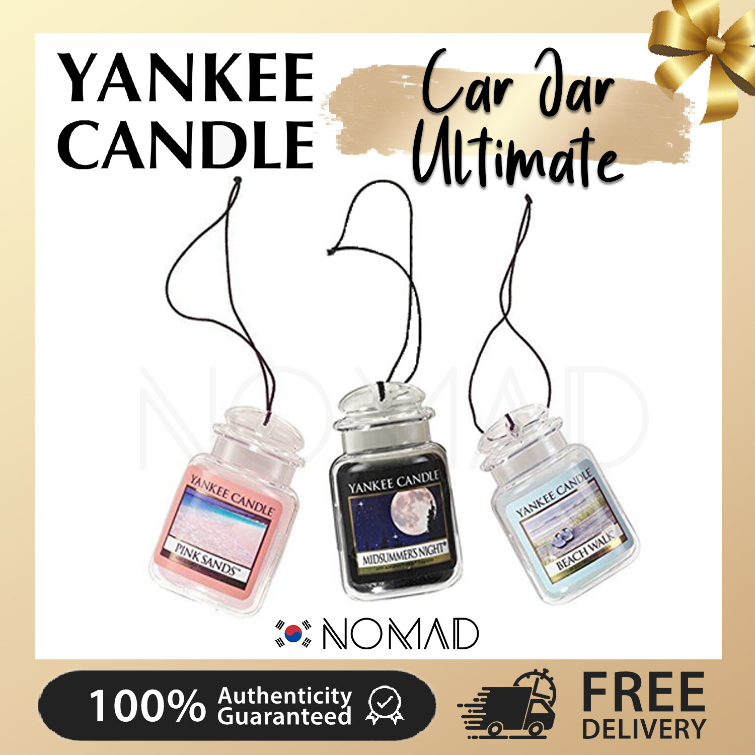 [Yankee Candle] Car Jar Ultimate 1Pc/Pack ( Midsummer's Night / Bahama Breeze / Pink Sands / Lemon Lavender Etc) Car Air Freshener, Car Air