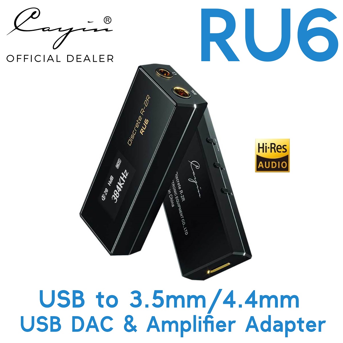 Cayin RU-6 Type-C USB to 3.5mm/4.4mm USB DAC & Amplifier Adapter