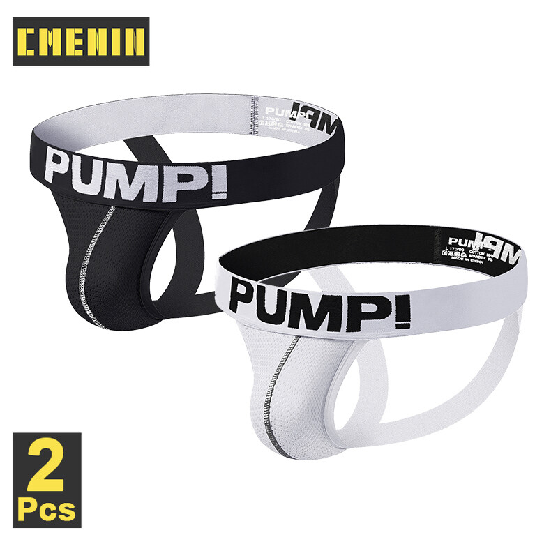 CMENIN PUMP 2Pcs Mesh Patchwork Sexy Men Underwear Thong Mens Jockstrap High Quality Thongs Jockstrap Men And G strings Lingeries CMENIN Breathable Cartoon Innerwear H588