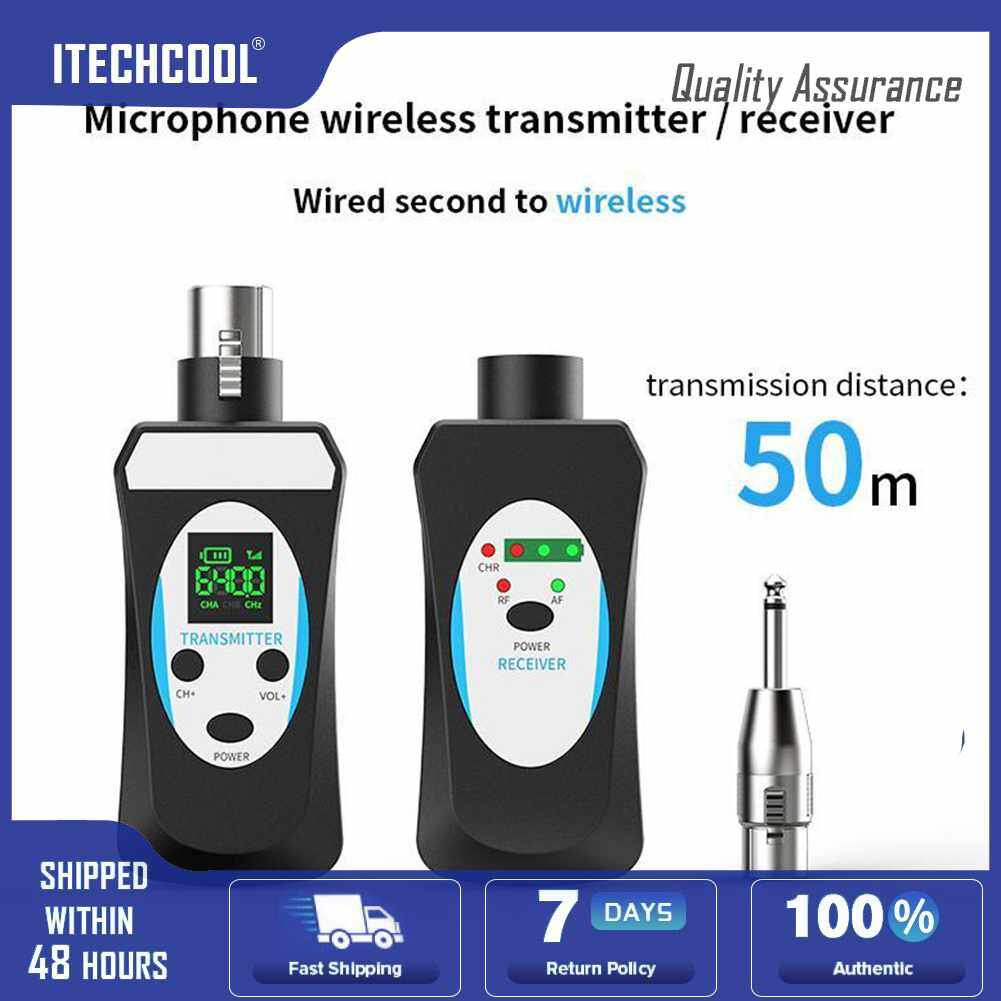 Wireless Transmitter Receiver Kit Rechargeable Wireless Microphone System Receiver Noise Reduction With HD Display for Large Stage KTV