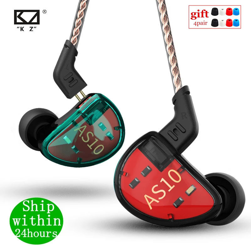 KZ AS10 Headset 5 balance armature driver ear earphone HIFI bass monitor music earphone general ZS10 ZST BA10 ES4 AS16 AS12 ZSX