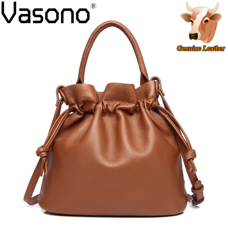 Vasono High Quality 100% Top Grain Genuine Cow Leather Sling Shoulder Bag Women Handbag