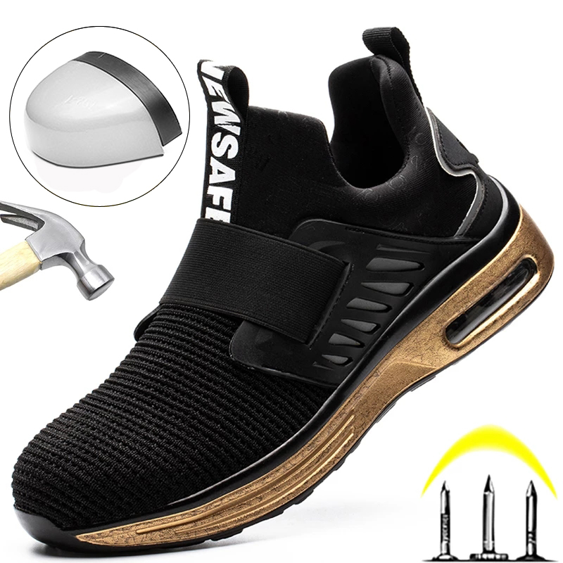 Men Boots Safety Shoes Work Boots With Steel Toe Shoes Security Boots Indestructible Shoes Puncture-Proof Work Sneakers Male