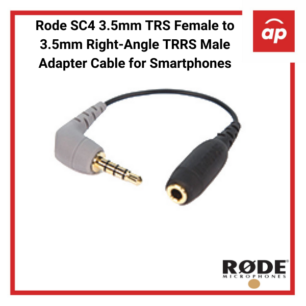 Rode SC4 3.5mm TRS Female to 3.5mm Right-Angle TRRS Male Adapter Cable for Smartphones