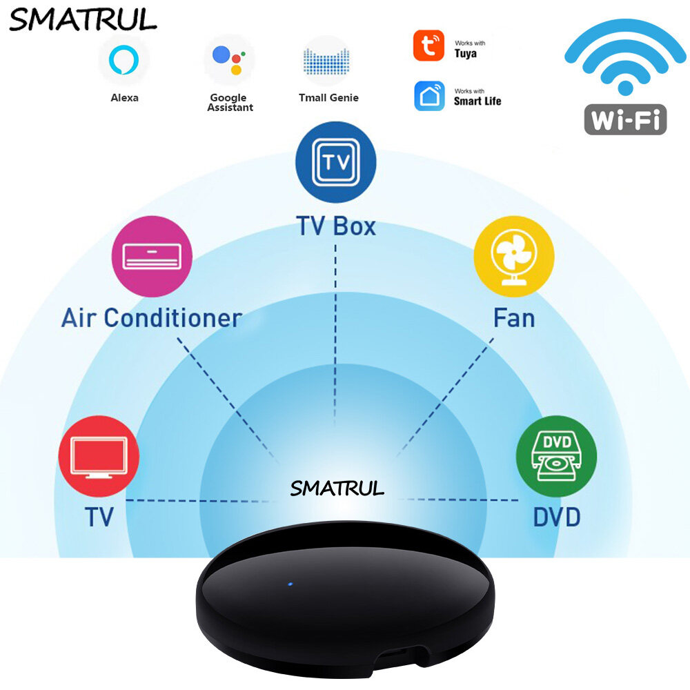 SMATRUL Tuya WiFi IR Remote Control for Air Conditioner TV, Smart Home Infrared Universal Remote Controller For Alexa/Google Home