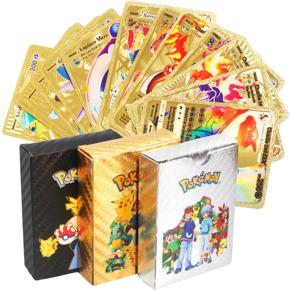 IVYAN Gold Foil Card Child Toys Collection Spanish/English V Vmax Accessories PIKACHU Pokémon Cards Pokemon Golden Cards English Version Cards Pet Sprite Card