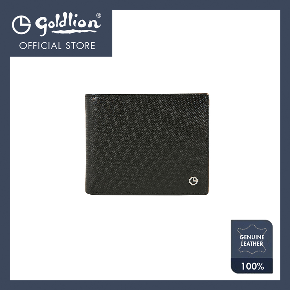Goldlion Men Genuine Leather Wallet (9 Cards Slot, Window Compartment, Center Flap, Coin Pouch)