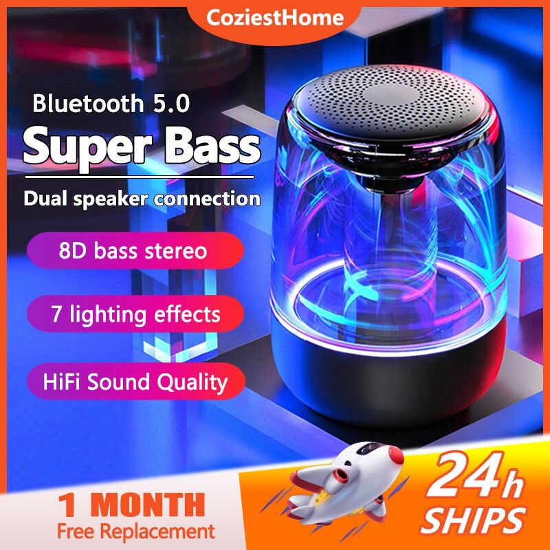 LED Lighting Effects Bluetooth Speaker C7 Dual Connection 8D Surround Sound Bass Support TF Card Portable Speakers