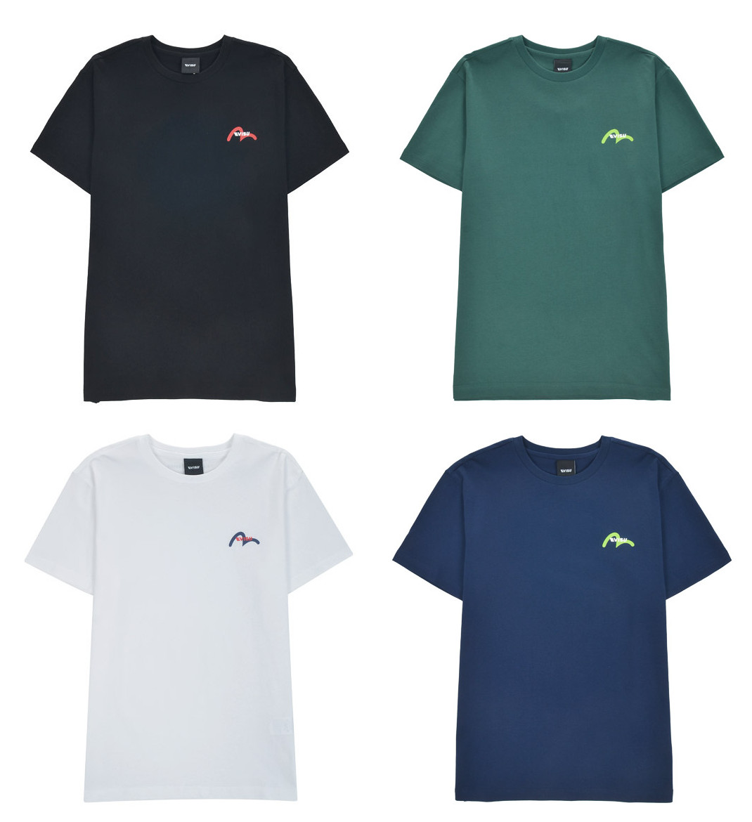 [EVISU KOREA] Loose fit English heels logo print Round  Short-sleeve T-shirt Casual Men Women Tee Couple Tops  Cotton Street Style Korean Style