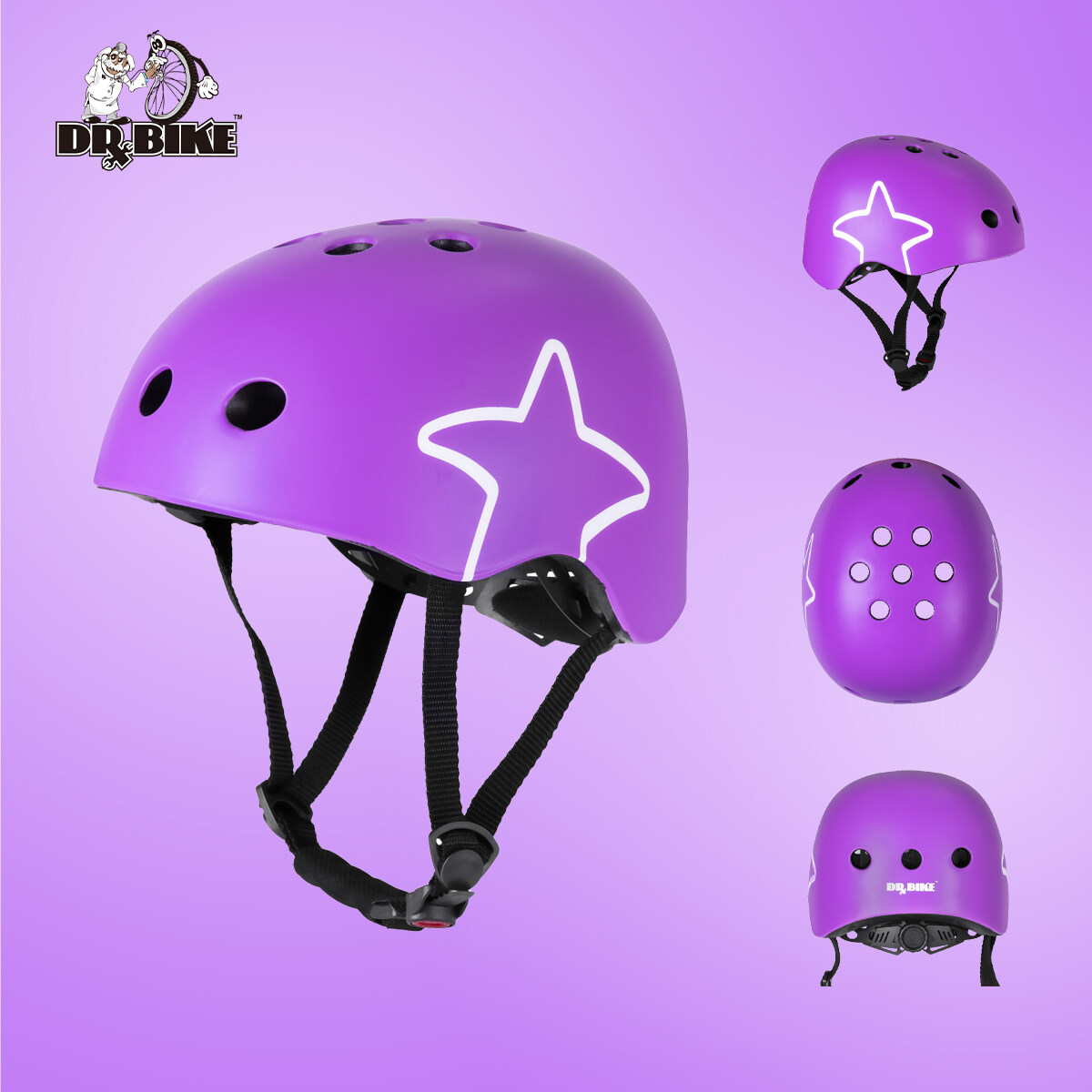 DrBike Kids Children Bike Helmet Bicycle Multi-Sport for Cycling Skate Scooter Roller Bicycle Adjustable Helmet for Boys and Girls