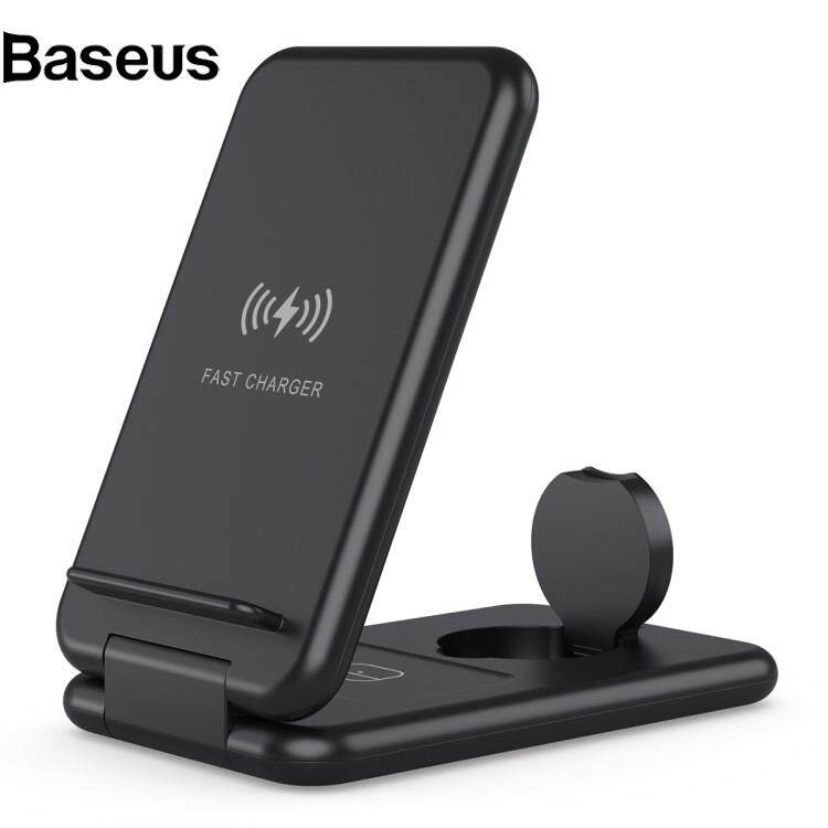 Baseus B-13 3-in-1 15W Wireless Charger Cell Phone Stand Holder Foldable Charging Pad for Apple Watch / AirPods