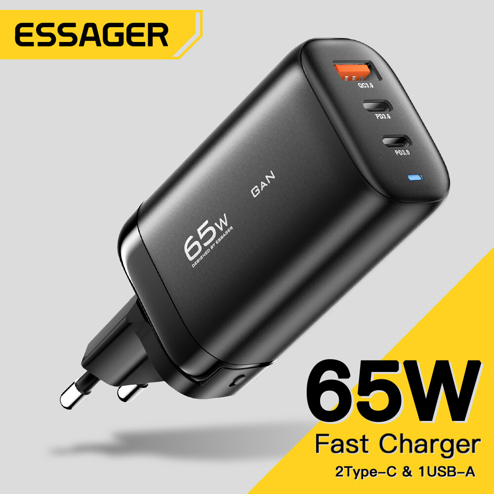 Essager 65W Fast Charger USB Type C QC3.0 PD3.0 Phone Charger Fast Charging For iPhone Huawei Samsung Xiaomi Super Quick Charging