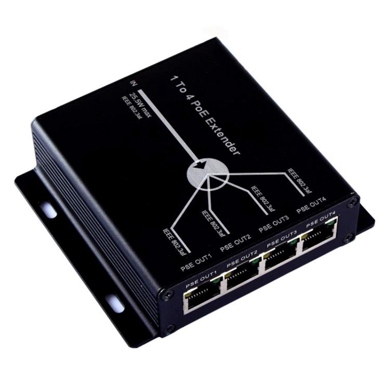 4 Port IEEE802.3Af PoE Extender for IP Camera Extend 120M Transmission Distance with 10/100Mbps LAN Ports 4 POE Extender