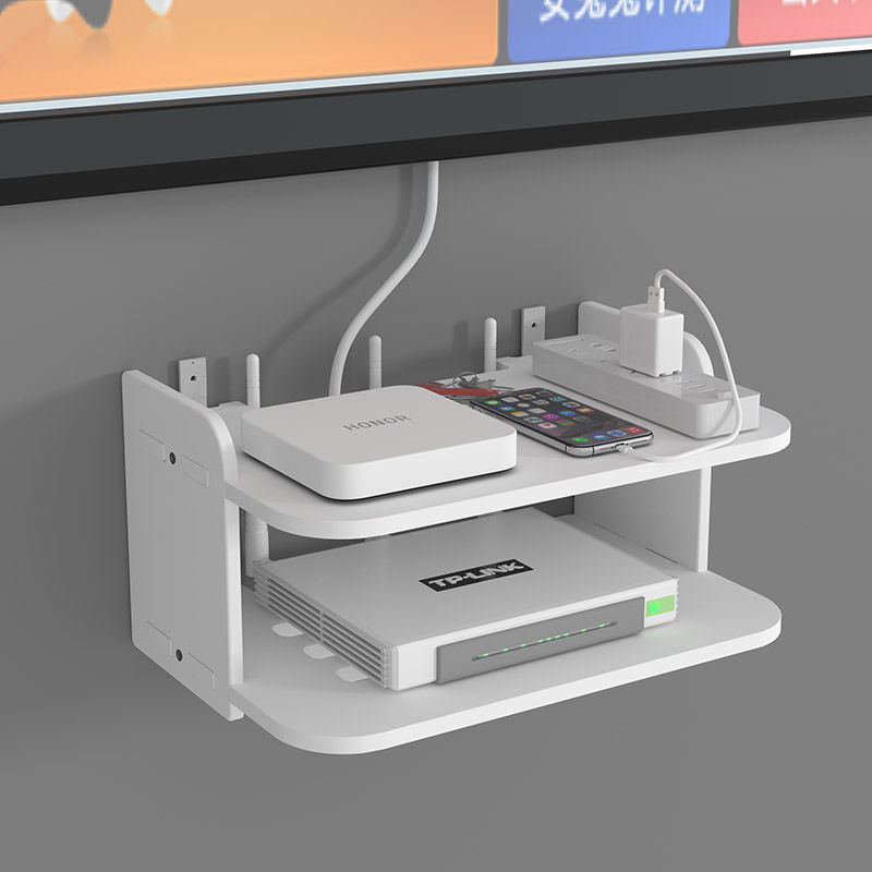 【SG stock】 Double Layer Home Wifi Router Socket Storage Box Projector Organizer Shelf punch free